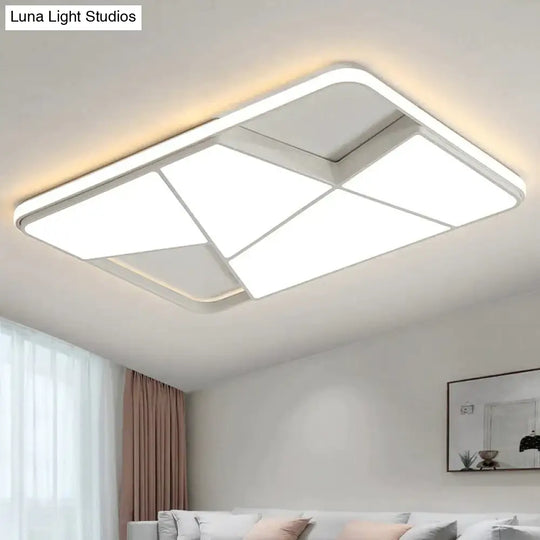 Rectangle Modern Led Ceiling Lights For Living Room Bedroom Study White Or Black Square Lamp With Rc