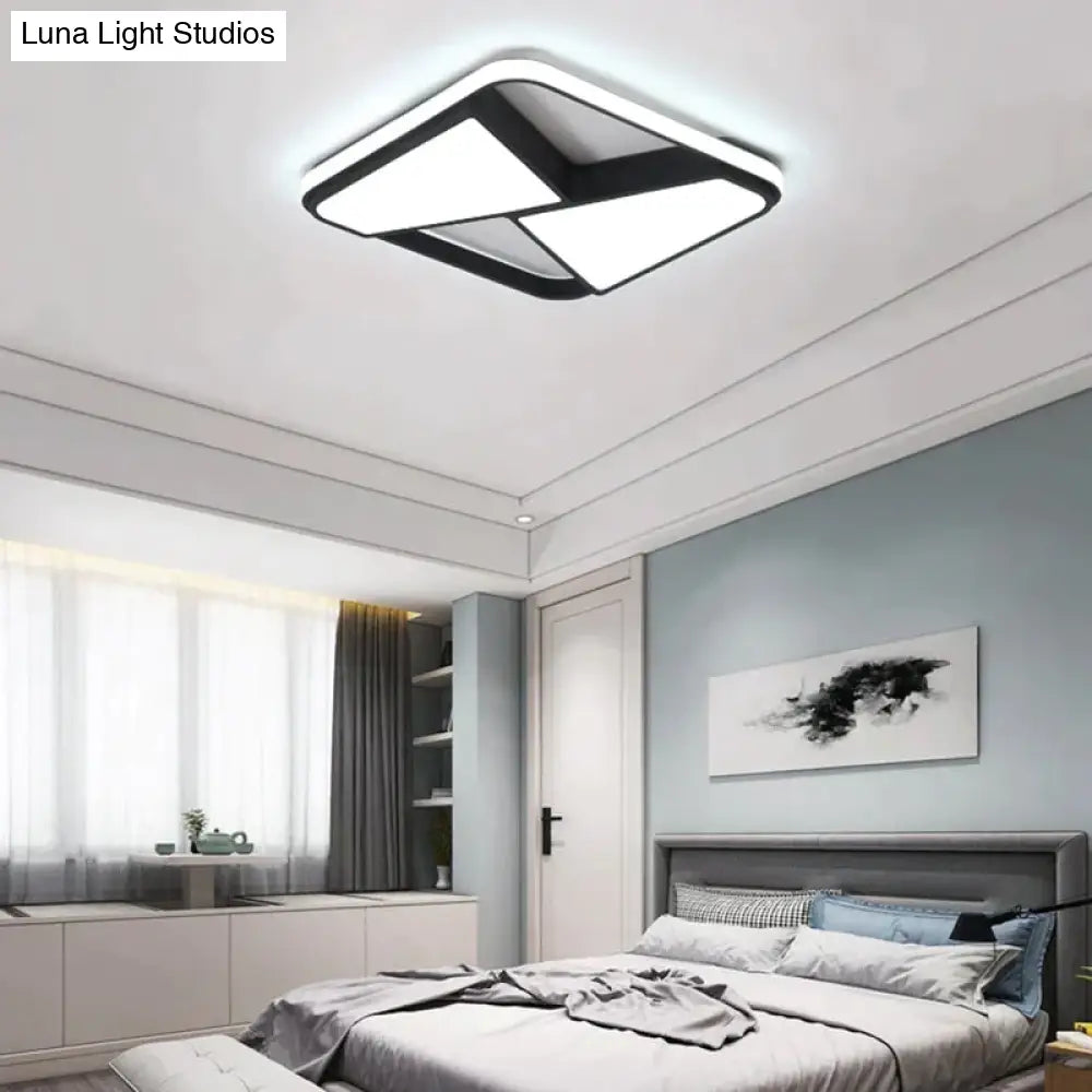 Rectangle Modern Led Ceiling Lights For Living Room Bedroom Study White Or Black Square Lamp With Rc