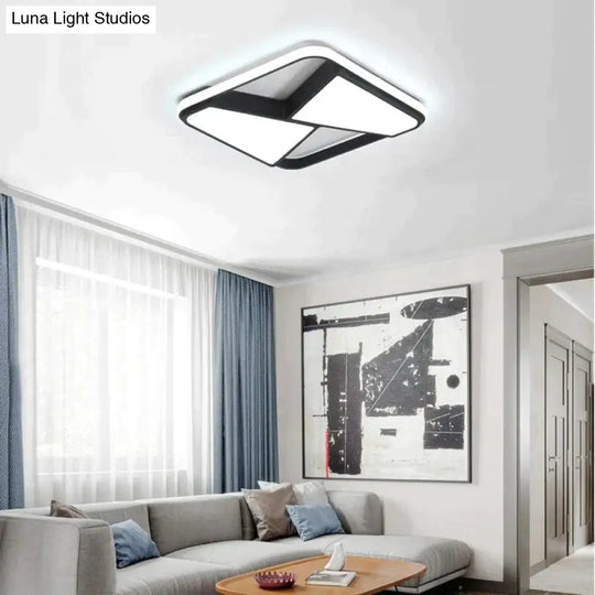 Rectangle Modern Led Ceiling Lights For Living Room Bedroom Study White Or Black Square Lamp With Rc