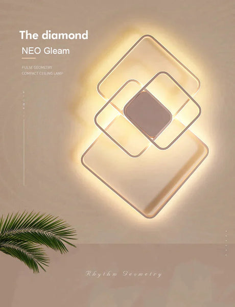 Rectangle Modern Led Ceiling Lights For Living Room Bedroom Study White/Brown Color Square Lamp With