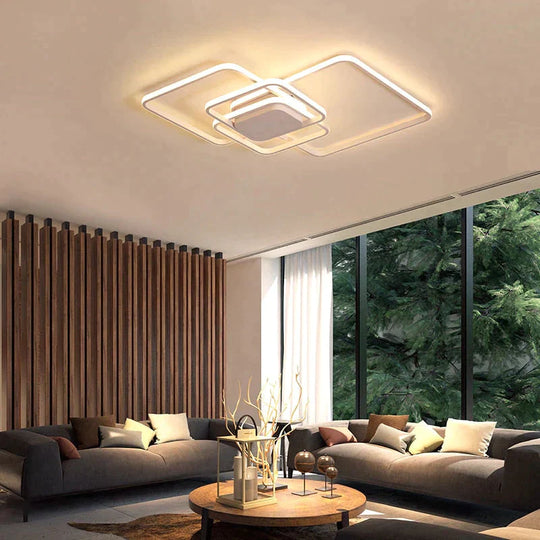 Rectangle Modern Led Ceiling Lights For Living Room Bedroom Study White/Brown Color Square Lamp With