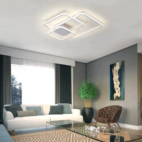Rectangle Modern Led Ceiling Lights For Living Room Bedroom Study White/Brown Color Square Lamp With