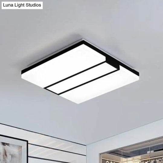 Rectangular Acrylic Ceiling Flush Mount In Warm/White Light - Minimalist Design 19/23.5/33 Wide