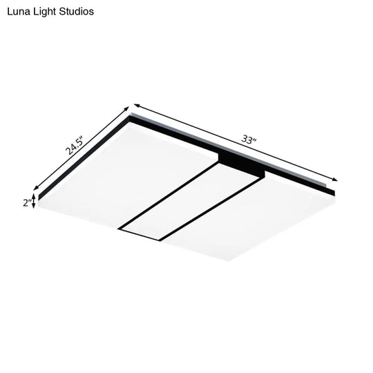 Rectangular Acrylic Ceiling Flush Mount In Warm/White Light - Minimalist Design 19’/23.5’/33’ Wide