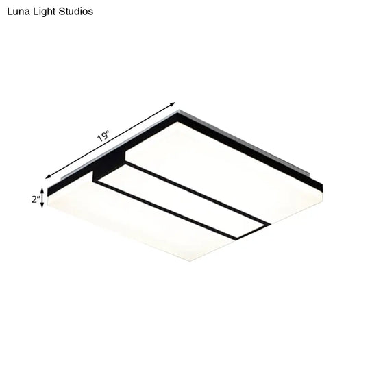 Rectangular Acrylic Ceiling Flush Mount In Warm/White Light - Minimalist Design 19’/23.5’/33’ Wide