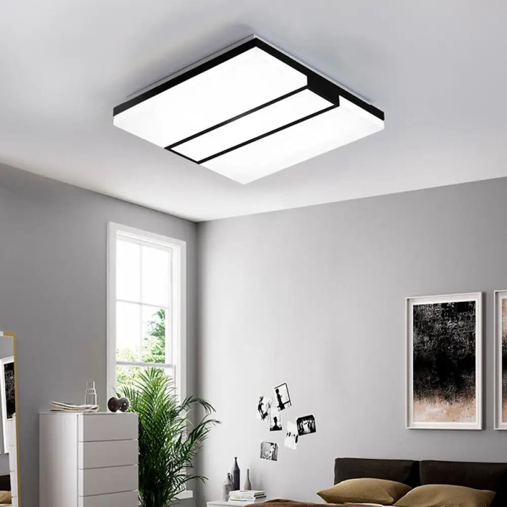 Rectangular Acrylic Ceiling Flush Mount In Warm/White Light - Minimalist Design 19’/23.5’/33’