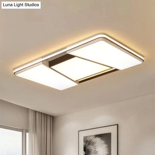 Rectangular Acrylic Ceiling Light For Modern Living Rooms - Warm/White Led Flush Mount Lamp