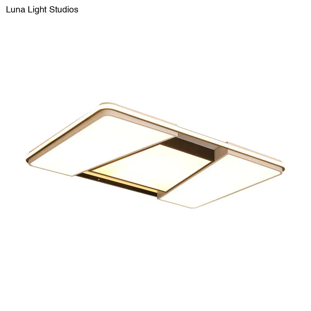 Rectangular Acrylic Ceiling Light For Modern Living Rooms - Warm/White Led Flush Mount Lamp