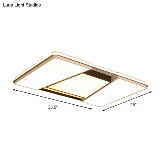 Rectangular Acrylic Ceiling Light For Modern Living Rooms - Warm/White Led Flush Mount Lamp