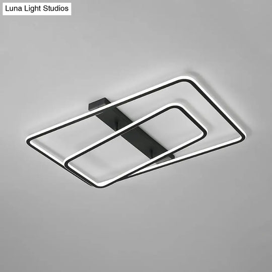 Rectangular Acrylic Led Flush Mount Light In Black - Warm/White Lighting