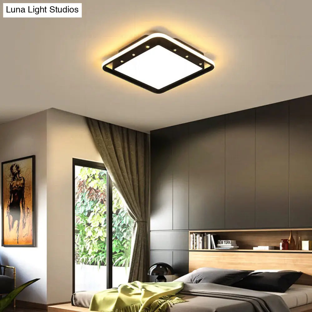 Rectangular Ceiling Light Fixture In Black/White - Simple Acrylic Flush Mount For Living Room With