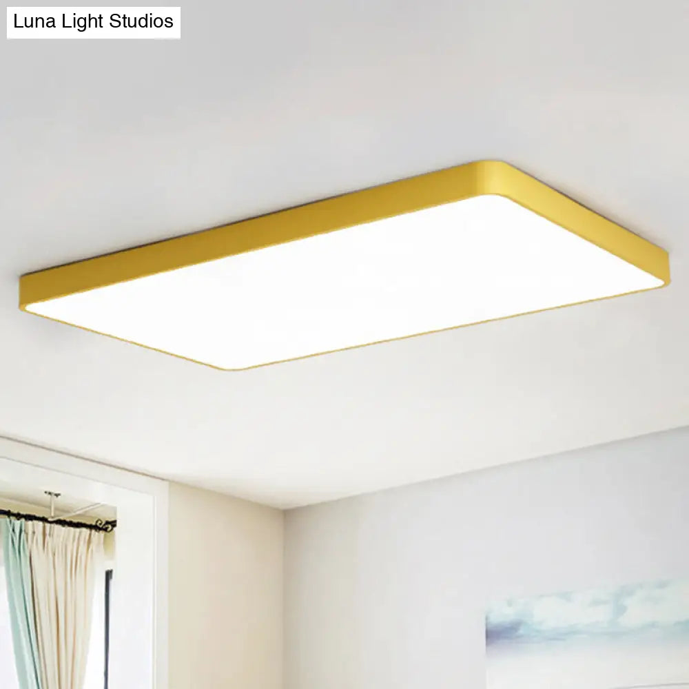 Rectangular Flush Mount Led Ceiling Light Fixture For Living Room - Macaron Acrylic Design