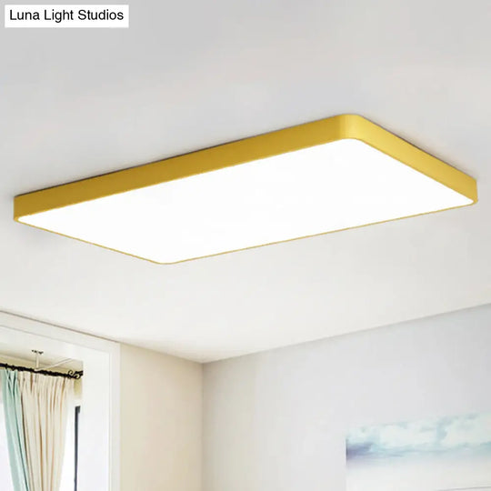 Rectangular Flush Mount Led Ceiling Light Fixture For Living Room - Macaron Acrylic Design