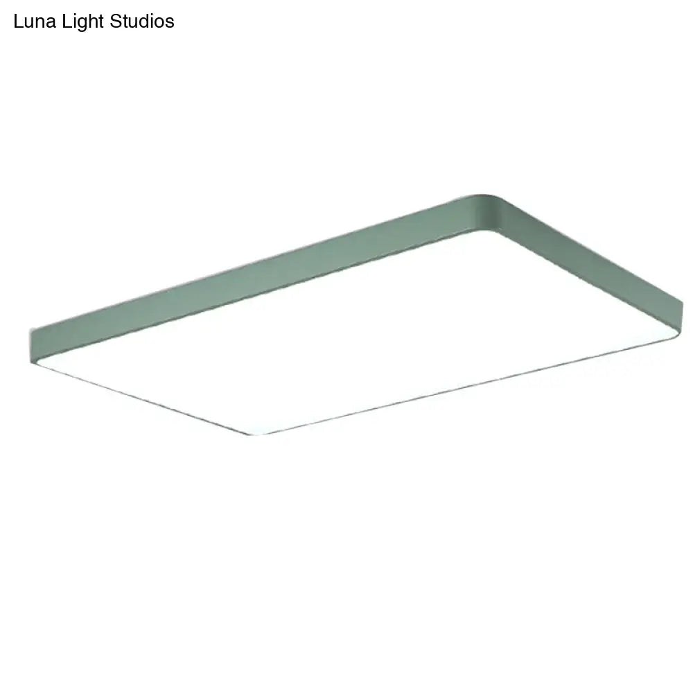 Rectangular Flush Mount Led Ceiling Light Fixture For Living Room - Macaron Acrylic Design