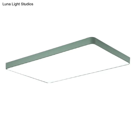 Rectangular Flush Mount Led Ceiling Light Fixture For Living Room - Macaron Acrylic Design