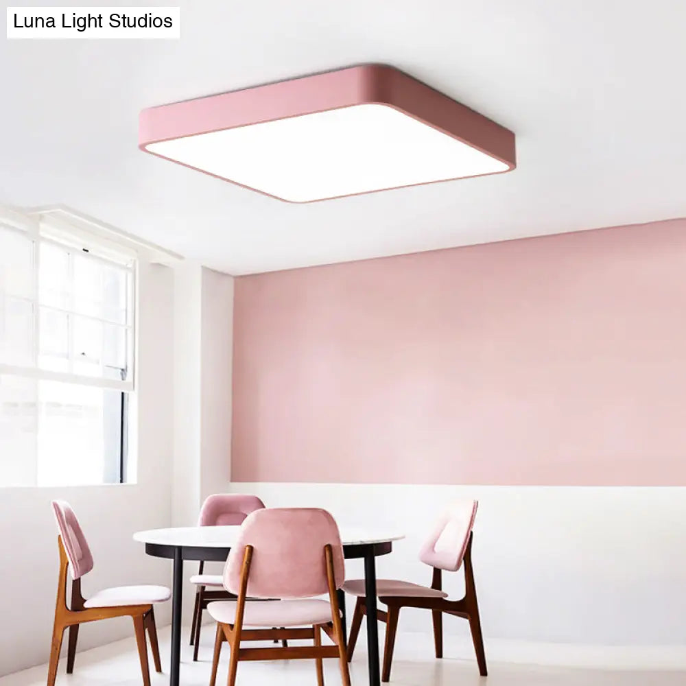 Rectangular Flush Mount Led Ceiling Light Fixture For Living Room - Macaron Acrylic Design