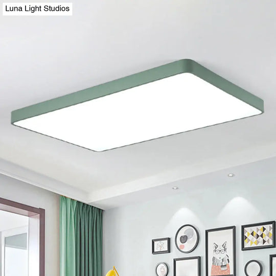 Rectangular Flush Mount Led Ceiling Light Fixture For Living Room - Macaron Acrylic Design