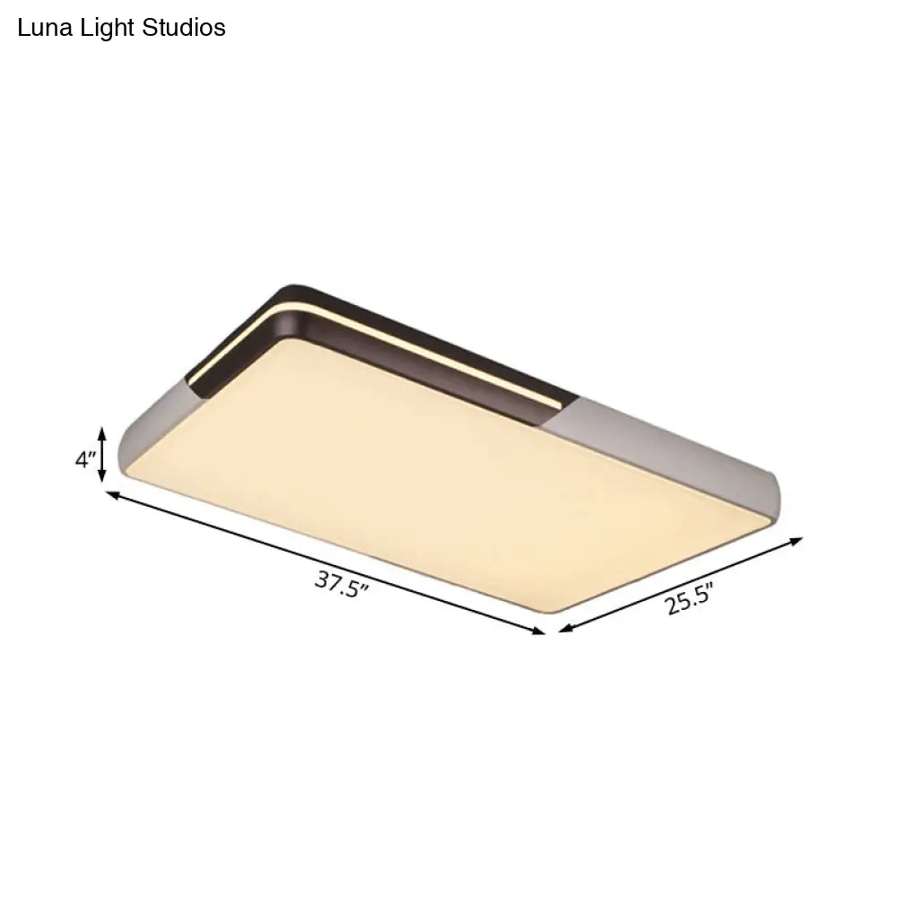 Rectangular Led Ceiling Light - Minimalist Design 19-25.5 Width Warm/White