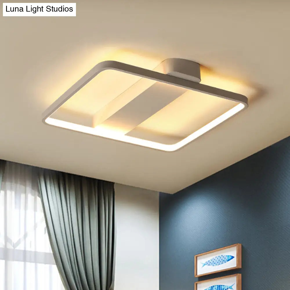 Rectangular Led Flush Light: Modern Acrylic Ceiling Fixture (18’/21.5’/25.5’) With Warm/White