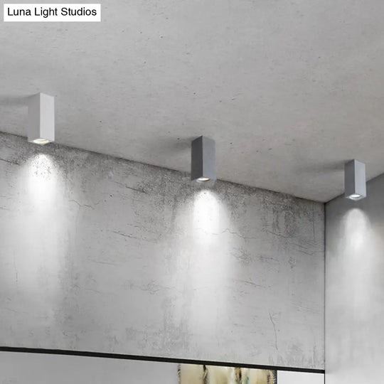 Rectangular Led Flush Mount Ceiling Light - Sleek & Stylish Cement Finish For Bedroom