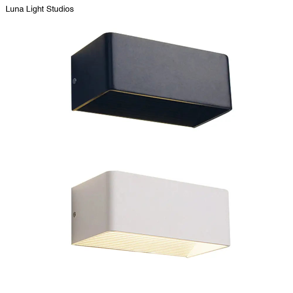 Rectangular Metal Wall Mounted Lamp - Modernist 8/12 Wide Led Up & Down Lighting In Gold/Black/White