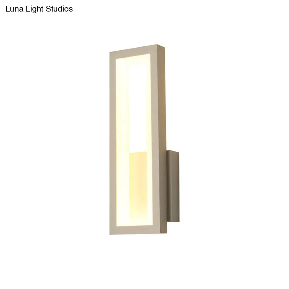 Rectangular Minimalist Led Metallic Wall Sconce Lamp In White/Black/Gold - White/Warm Light