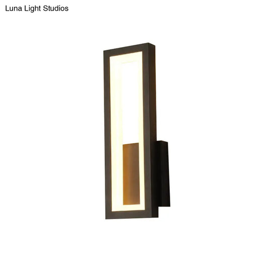 Rectangular Minimalist Led Metallic Wall Sconce Lamp In White/Black/Gold - White/Warm Light