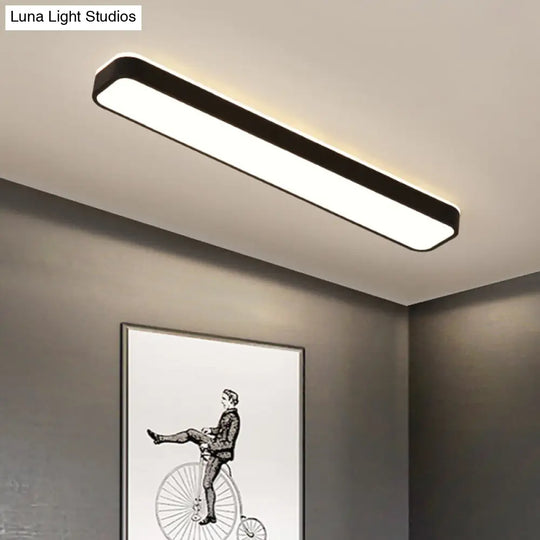 Rectangular Minimalist Metallic Flush Mount Led Light In Black/White With Warm/White Illumination