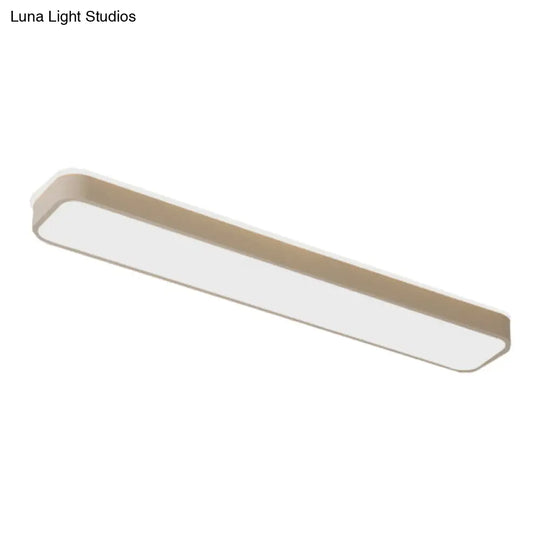 Rectangular Minimalist Metallic Flush Mount Led Light In Black/White With Warm/White Illumination