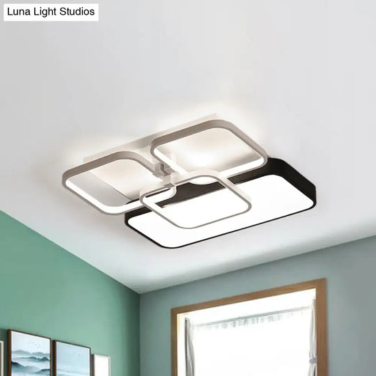 Rectangular Modernist Style Led Flush Mount Lamp - 18/21.5 Acrylic Wide Black Warm/White Light For