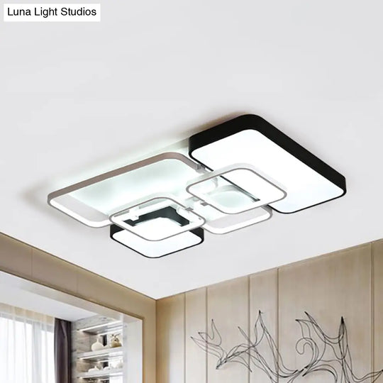 Rectangular Modernist Style Led Flush Mount Lamp - 18/21.5 Acrylic Wide Black Warm/White Light For