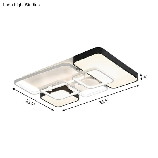 Rectangular Modernist Style Led Flush Mount Lamp - 18/21.5 Acrylic Wide Black Warm/White Light For