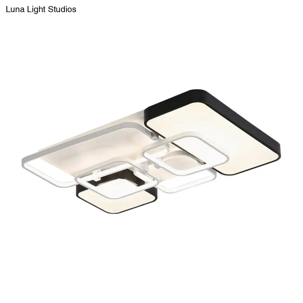 Rectangular Modernist Style Led Flush Mount Lamp - 18/21.5 Acrylic Wide Black Warm/White Light For