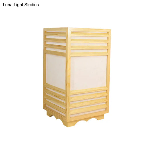 Rectangular Wood Nightstand Lamp In Beige - Ideal Reading Light For Study