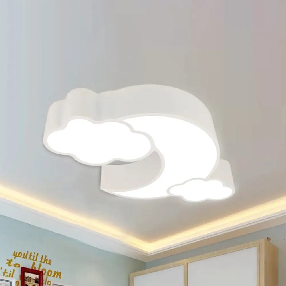 Red Acrylic Cloud Moon Flush Mount Ceiling Lamp For Study Room - Contemporary Lighting White / 22’