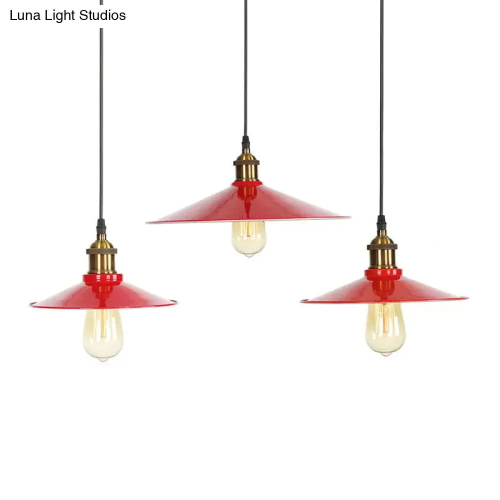 Red Loft Style Iron Saucer Shade Pendant Light Kit For Living Room 8.5/10/14W / 8.5