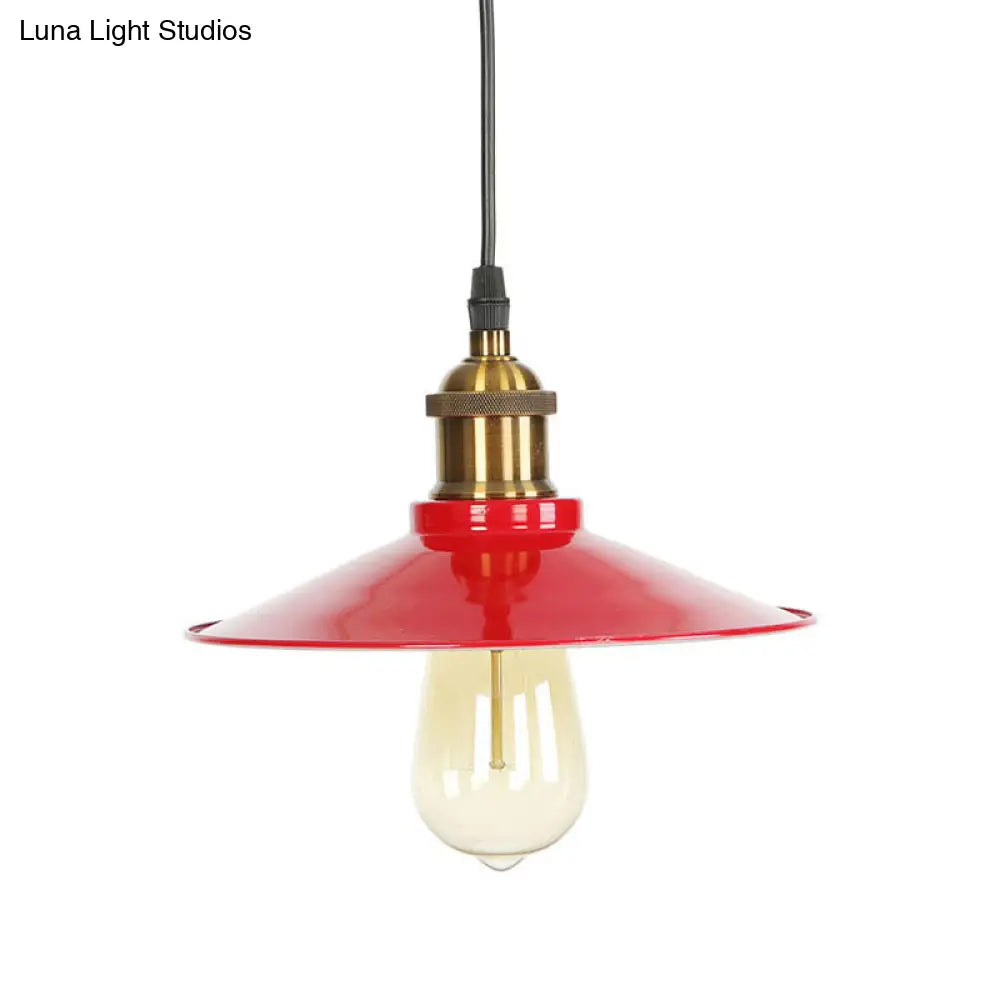 Red Loft Style Iron Saucer Shade Pendant Light Kit For Living Room 8.5/10/14W