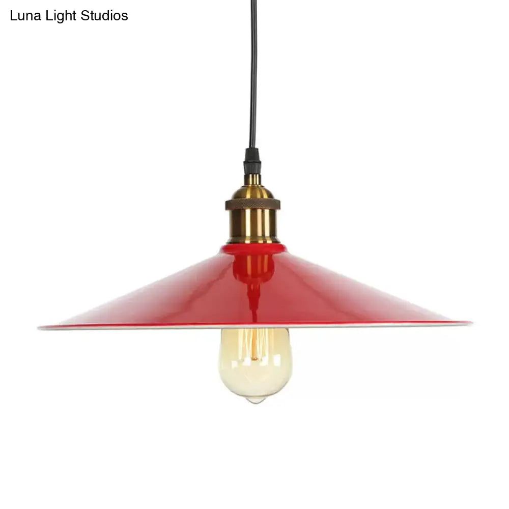 Red Loft Style Iron Saucer Shade Pendant Light Kit For Living Room 8.5/10/14W