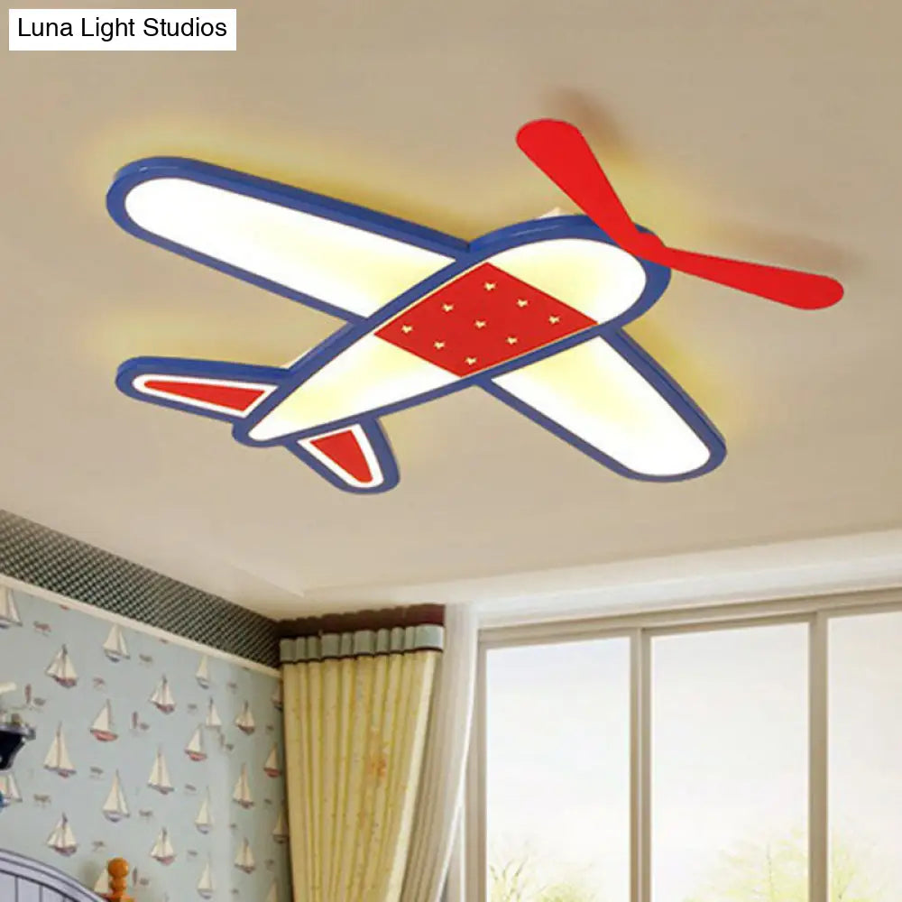 Red Led Flush Mount Ceiling Light For Kids’ Bedroom - Acrylic Fixture