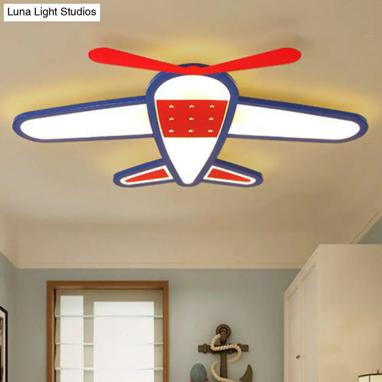 Red Led Flush Mount Ceiling Light For Kids’ Bedroom - Acrylic Fixture