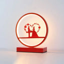 Red Loop Night Light: Romantic Metal Led Table Lamp For Bedroom / Portrait On/Off Switch