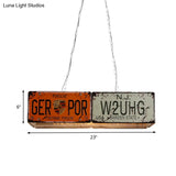 Red Metallic Hanging Lamp: 3-Light Rectangle Island Ceiling Light For Dining Room