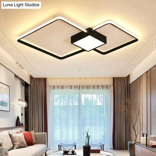 Remote Control Lamp Ceiling Led White Or Black Frame For Home Decorative Living Room 46W 56W