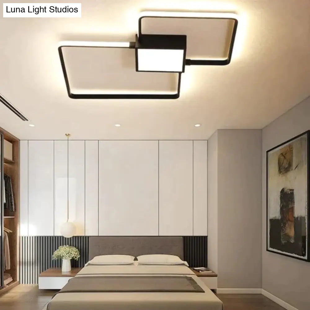 Remote Control Lamp Ceiling Led White Or Black Frame For Home Decorative Living Room 46W 56W