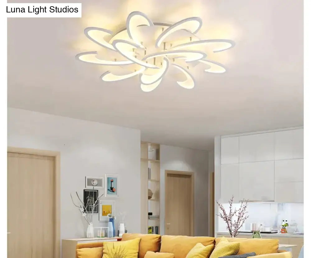 Remote Control Led Ceiling Light With Ultra-Thin Acrylic Lamp For Living Room Bed Flush Mount