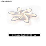 Remote Control Led Ceiling Lights With Ultra-Thin Acrylic Flush Mount Lamp 6 Heads / Cool White