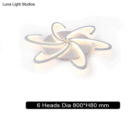 Remote Control Led Ceiling Lights With Ultra-Thin Acrylic Flush Mount Lamp 6 Heads / Cool White