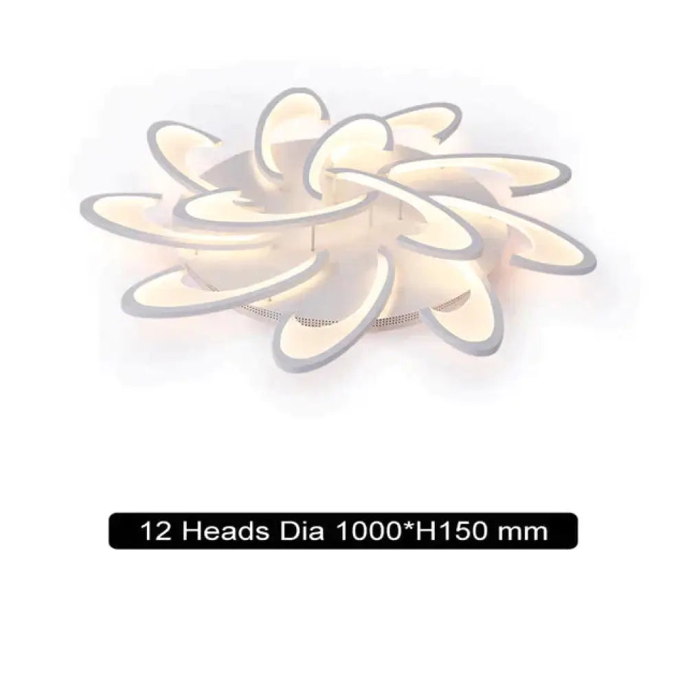 Remote Control Led Ceiling Lights With Ultra-Thin Acrylic Flush Mount Lamp 12 Heads / Cool White
