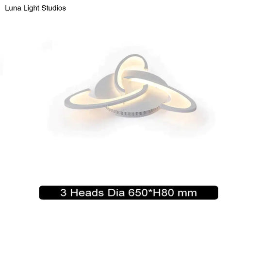 Remote Control Led Ceiling Lights With Ultra-Thin Acrylic Flush Mount Lamp 3 Heads / Cool White