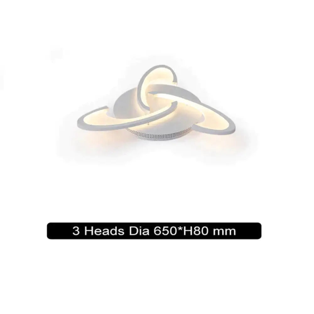 Remote Control Led Ceiling Lights With Ultra-Thin Acrylic Flush Mount Lamp 3 Heads / Cool White